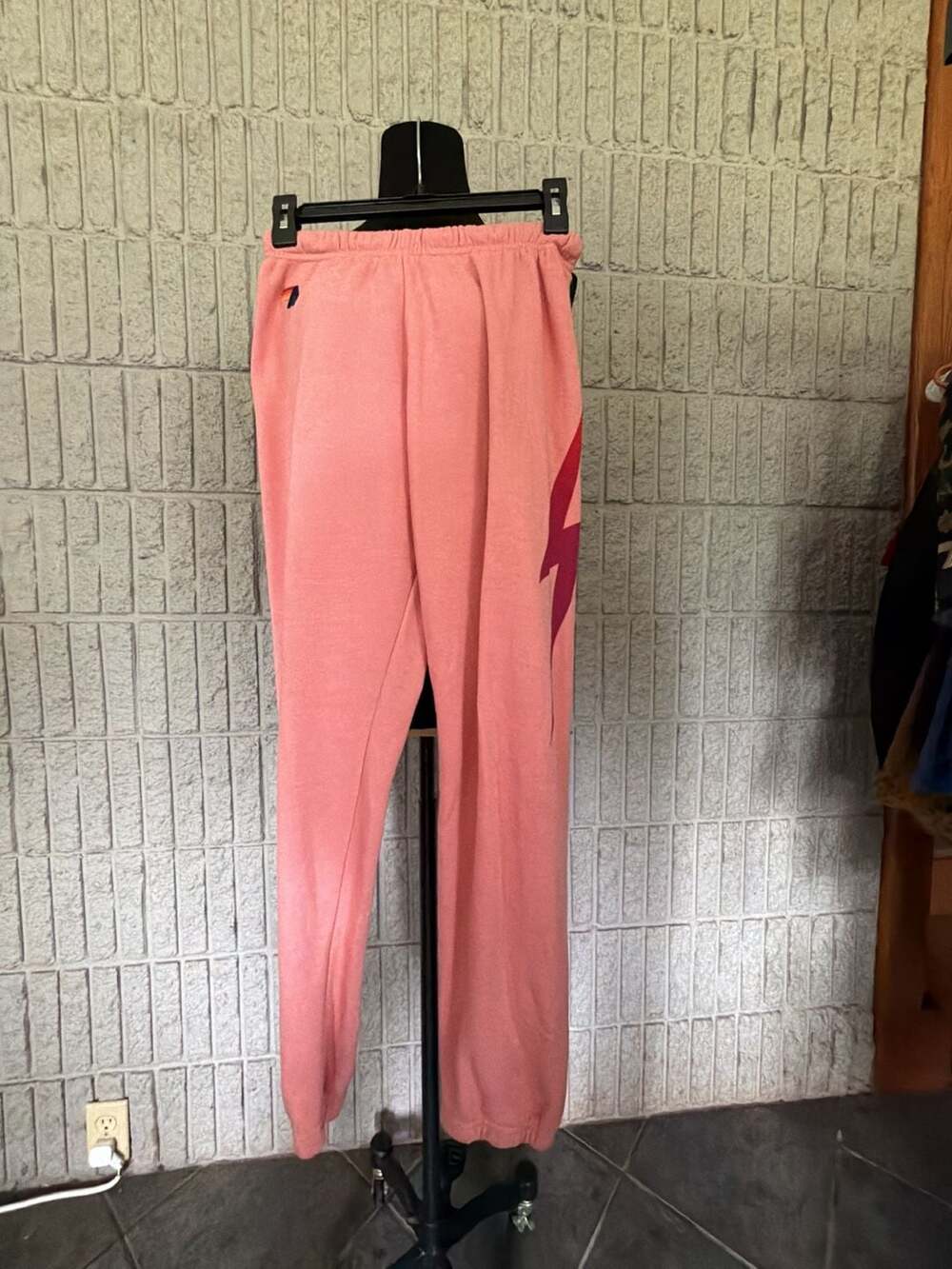 727 Aviator Nation Lightning Bolt Sweatpants Size S Pink